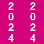 2024 Year Labels, Doctor Stuff 2024 Chart Stickers, Fuschia Color Coded, IFC AFV Style, USA Made Year Stickers for X-Ray Jackets, 500/Roll, 1 Roll, 1-7/8" x 1-7/8"