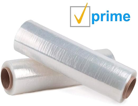 APQ 4 Rolls of Blown Hand Stretch Film 12" x 2000'. Clear Hand Stretch Wrap, 60 Gauge. Tear Resistant Residue Free Film for Moving, Shipping, Wrapping. Industrial Grade Pallet Shrink Wrap Film.