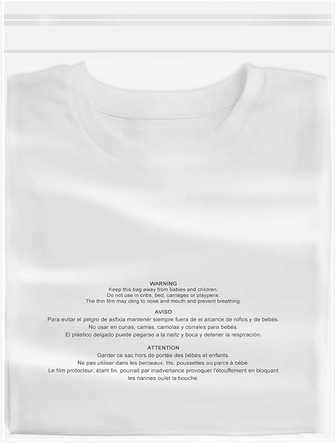 iMailer - 200 Count - 18" x 24" Clear Plastic Poly Bags with Suffocation Warning Self Seal 1.6 Mil for Clothing, T-Shirts, Pants-Resealable Adhesive,Not Strong