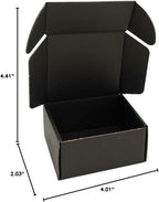 4x4x2'' Small Shipping Boxes 25 Pack, Black Corrugated Cardboard Mailers for Small Business (CM442B25)