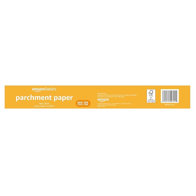 Amazon Basics Parchment Paper for Baking, Non-Stick, 90 Sq Ft Roll, (Pack of 12)