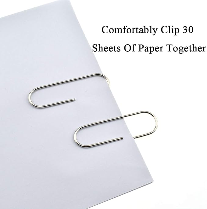 HAHIYO Paper Clips Sturdy 4 inches Length 14 Pack Paperclips Heavy Duty Tight Grip Rust Proof Reusable Metal Bright Silver for Home Office School
