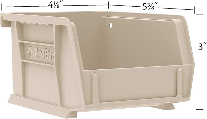 Akro-Mils 30210 AkroBins Plastic Storage Bins, Space-Saving Stackable Bins for Garage, Pantry, Craft Organization, 5-Inch x 4-Inch x 3-Inch, Red, 6-Pack