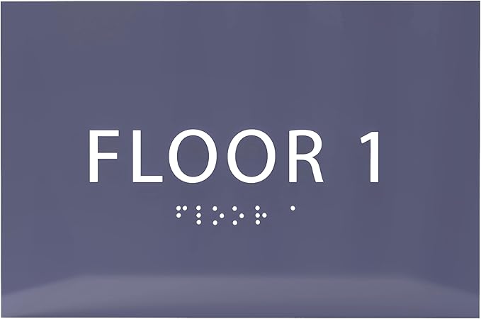 6" X4" Floor 1 Sign - ADA Compliant Tactile Graphics Grade 2 Braille Text | Wall Mount Plastic Directional Assistance, Floor Number Sign for Office, Schools, Hospitals, Apartments