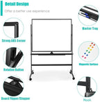 BIBOC 32x48 Inches Large Mobile Dry Erase Whiteboard with Rolling Stand - Double Sided Height Adjustable Whiteboard for Office, School- Aluminum Frame & Durable Writing Surface (48×32 inches)