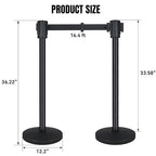 QKA Crowd Control Barriers with 16.4' Retractable Belt 2Pack Stainless Steel Stanchion Posts Queue Line Pole Stanchions, Black
