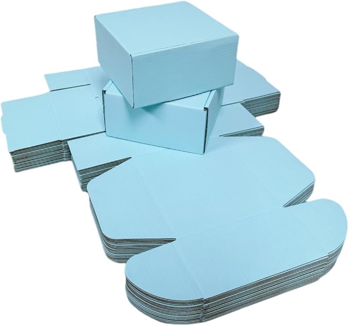 10 Pcs 9.8 x 9.8 x 4 inches Large Size Corrugated Cardboard Gift Boxes Recyclable Shipping Boxes for Mailing & Holidays, Wedding, Birthday, Gifts Packaging (Sky Blue, 9.8 x 9.8 x 4")