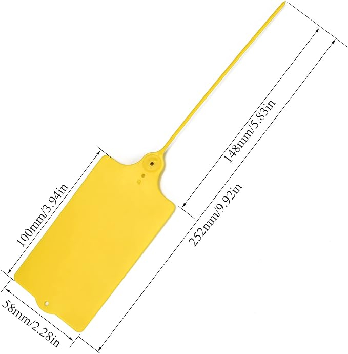 100 Plastic Shipping Tags - Waterproof, Writable, Hanging Tags with One Yellow Marker Pen