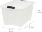 IRIS USA 54 Qt Stackable Plastic Storage Bins with Lids, 6 Pack - BPA-Free, Made in USA - Discreet Organizing Solution, Latches, Durable Nestable Containers, Secure Pull Handle - Pearl
