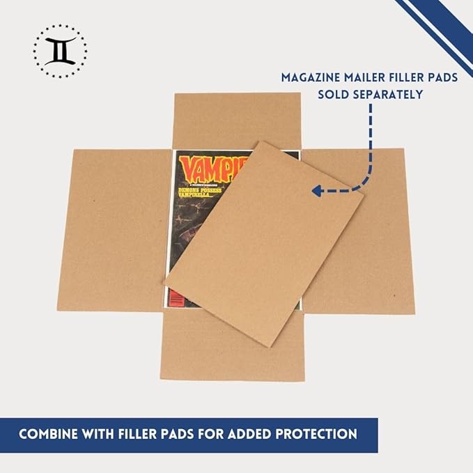Gemini Magazine and Comic Book Mailers for Shipping (8.5x11x2’’ – 50 Pack) | US-Made Corrugated Cardboard Stay Flat Mailers with Expandable Capacity | Great For Shipping Documents, Photos, and More.