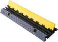 Kable Kontrol Atlas Heavy Duty Cable Protector Ramp - 2 Channel - 1 Pc - 40” Long Black & Yellow - 24,000 Lbs Capacity - Rubber Speed Bump Wire Protector Cord Cover - CP9987