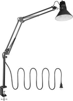 Hypool Desk Lamp w/A19 E26 LED Bulb for Home Office Eye-Caring Metal Extra Tall Swing Arm High Intensity Clamp Flexible Gooseneck Side Table Working Reading Computer Workbench 5000K White Light
