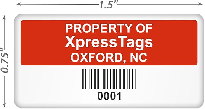 XpressTags 0.75"x1.5" Sequentially Custom Asset Barcoded Labels with Numbers, Fixed Inventory Tags, Permanent Adhesive Vinyl Stickers - Pack Sizes 100 to 5000, Made in USA