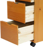 Pemberly Row Modern Solid Wood 6+2 Drawers Roll Utility Cart in Med Pine