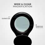 Neatfi 1,200 Lumens Super LED Magnifying Lamp with Clamp, Dimmable, Includes Microfiber Cleaning Cloth, 5 Inch Diameter Lens for Reading, Sewing, Crafting (Black, 8 Diopter)