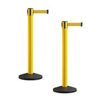 Crowd Control Warehouse CCW Series RBB-150 - Set of 2 Stanchion Retractable Belt Barriers - 16 Foot, Yellow Belt with Yellow Post - Easy Assembly
