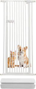 Lumizone Extra Tall Cat Gate 61.02" High Pressure Mounted Extra Wide 2025 New (17 Sizes) 1.37" Gap No Drilling Auto-Close One-Handed Operation Tall Pet Gate for Dogs(White, 61.02" H x 26.18"-29.91" W)