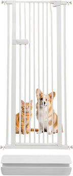 Lumizone Extra Tall Cat Gate 55.12" High Pressure Mounted Extra Wide 2025 New (17 Sizes) 1.37" Gap No Drilling Auto-Close One-Handed Operation Tall Pet Gate for Dogs(White, 55.12" H x 26.18"-29.91" W)