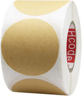 Hcode 2'' Natural Circle Price Stickers Kraft Paper Dots Labels Target Pasters Adhesive Writable Labels 500 Pieces Per Roll (2 inches)
