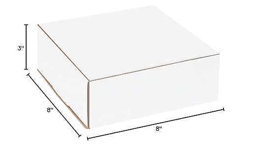Box USA BM883 8"L x 8"W x 3"H, White (Pack of 50)