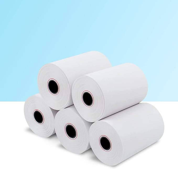 RyhamPaper 60 Rolls Thermal Receipt Paper, 3-1/8" x 230ft, White, Smooth, Biodegradable, Letter, 22lb