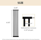 Lumizone Extra Tall Cat Gate Extension Kit 61.02" High Pressure Mounted 12.6" Extra Wide 1.37" Gap No Drilling Tall Pet Gate for Dogs (Black, 12.60" W)
