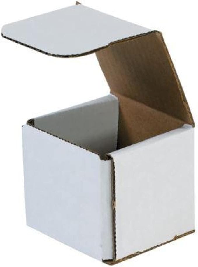 Secure Seal Shipping Boxes - 3x3x3" Mailers - White Foldable Corrugated Cardboard Packaging for Mailing, Moving, Storage, and Organizing - Strong Lightweight Foldable (Bulk 50 Pack)
