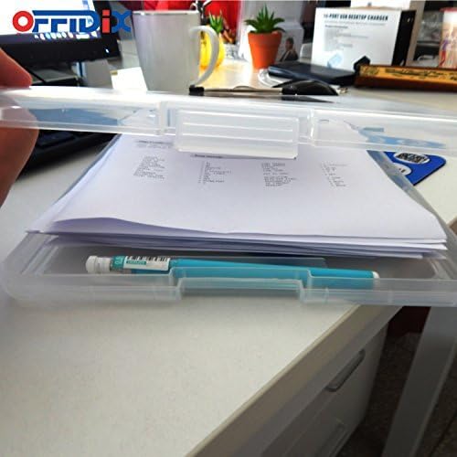 OFFIDIX Clipboard Storage Box Transparent Plastic Paper Clipboard Paper Holder Storage Clip Board Ideal for School, Home and Office Use