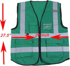 zojo High Visibility Safety Vests With Pockets, Wholesale Reflective Vest for Outdoor Works, Cycling, Jogging, Walking,Sports - Fits for Men and Women Pack of 10 (XXL-Green)