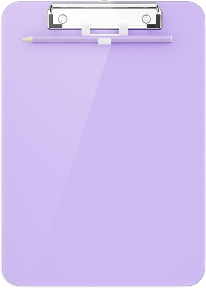 Hongri Plastic Clipboard with Pen Holder, Purple 8.5x11 Letter Size Clip Board for Classroom, Office, Students, Nurses and Women, Low Profile Clip, Size 12.5 x 9 in(Pack of 6)