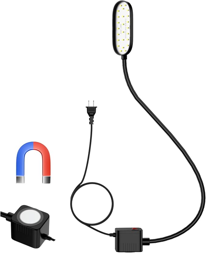 5W Magnetic Work Light, 500 Lumen LED Flexible Gooseneck Lamp with Magnetic Base for Sewing Machines, Industrial Lathes, Grills, Workbenches