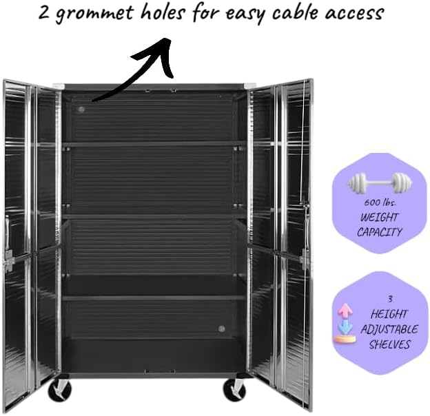 Heavy Duty Storage Solid Stainless Steel Cabinet with Lockable, Adjustable Shelf, Metal Garage Organizer (Graphite, 48" W x 18" D x 72" H)
