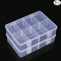 2 Pcs 8 Grids Clear Organizer Box Plastic Storage Container with Adjustable Dividers for Electronics Jewelry Beads Art DIY Crafts Fishing Small Parts