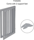 unipaws 36”H Free Standing Pet Gate for Dog and Cat, Wooden Dog Gates for Doorway, Stairs, Room Divider, Step Over Foldable Pet Fence for The House, Expandable Barrier, Indoor Use, Grey
