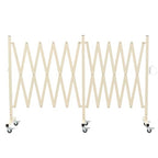 GYMTIME Expandable Metal Barricade, Flexible Mobile Safety Barrier, Folding Security Gate with Casters, Adjustable Traffic Temporary Fence for School, Shopping Mall, 16 Feet, Milkyellow
