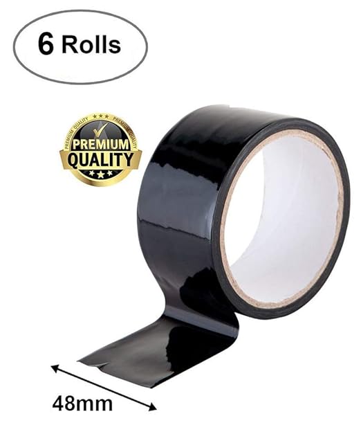 ABC Carton Sealing Tape 1.89 Inches Wide x 999.56 yd Length. 6 Rolls of Black Moving Tape for Boxes. Box Tape for Moving, Packing, Shipping, and Mailing. 2 mil Thick Acrylic Shipping Tape Rolls