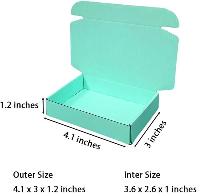 50 Pcs Mini Size Shipping Boxes for Small Business Cardboard Corrugated Mailer Boxes for Shipping Packaging Holidays Craft Gifts Giving Products (Mint green, 4.1 x 3 x 1.2")