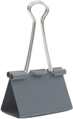 JAM PAPER Colorful Binder Clips - Large - 1 1/2 Inch (41 mm) - Grey Binderclips - 12/Pack