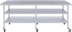 AmGood Stainless Steel Work Table with 2 Shelves and Casters | Metal Utility Table On Wheels (Stainless Steel, 96" Long x 24" Deep)