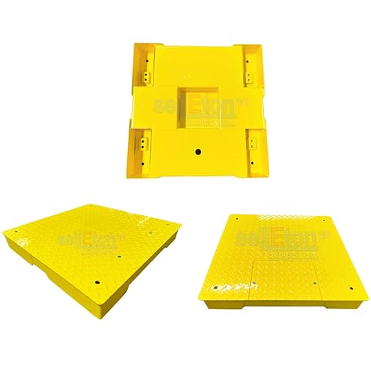 SellEton SL-700-2x2-2.5K 24" x 24" (2' x 2') Industrial Floor Scale with Capacity of 2,500 lbs 0.5 lb - Yellow