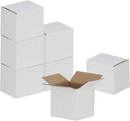 4x4x4 inches Shipping Boxes 50 Pack, Kraft Corrugated Small Cardboard Boxes for Mailing Packing, White