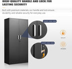 Metal Storage Cabinet with Adjustable Shelves, Garage Storage Cabinets with Doors and Shelves, File Cabinets for Home Office, Kitchen Pantry Cabinet, 71'H, Black