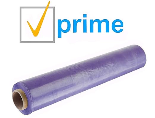 APQ 4 Rolls of Blown Hand Stretch Film 18" x 1500'. Purple Hand Stretch Wrap, 80 Gauge. Tear Resistant Residue Free Film for Moving, Shipping, Wrapping. Industrial Grade Pallet Shrink Wrap Film.