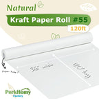 PerkHomy 36" x 1,440" (120') White Kraft Paper Roll for Craft Bulletin Board Paper Art Table Covering Crafting Gift Wrapping Bouquet Packing Parcel 80GSM 55LB (White, 36" x 120')
