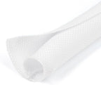 5/16 inch Split Braided Cable Management Sleeve for USB Cable Power Cord Audio Video Cable, Wire Loom Cord Protector from Cat Dog Chewing (White, 10FT)