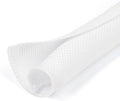 1 inch Split Braided Cable Management Sleeve for USB Cable Power Cord Audio Video Cable, Wire Loom Cord Protector from Cat Dog Chewing (White, 25FT)