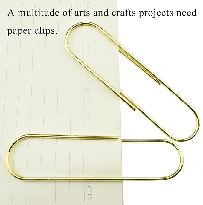 HAHIYO Paper Clips Sturdy 4 inches Length 14 Pack Paperclips Heavy Duty Tight Grip Rust Proof Reusable Metal Bright Gold for Home Office School
