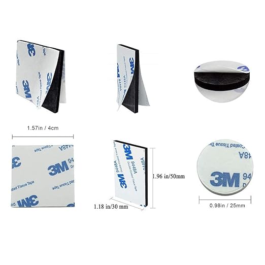 Double Sided Foam Tape Strong Pad Mounting,Black Self-Adhesive Tape Include Square Round and Rectangular(60Pcs)