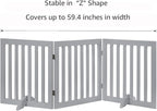 Unipaws Indoor 3 Panels Classic Freestanding Wooden Foldable Pet Gate with Support Feet - Grey, 20" W x 24" H