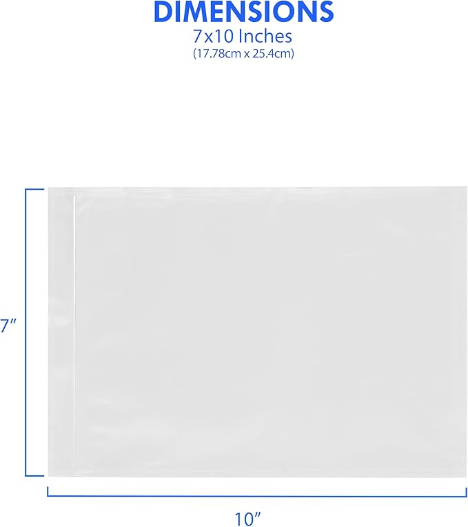 100 Count 7" x 10" Shipping Label Envelopes, Clear Packing List Pouches with Self-Adhesive Back, Top Loading for Shipping Labels Sleeves, for Packing Slips, Labels Invoices & Paperwork. GPI